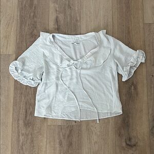 Topshop White Ruffle Blouse
